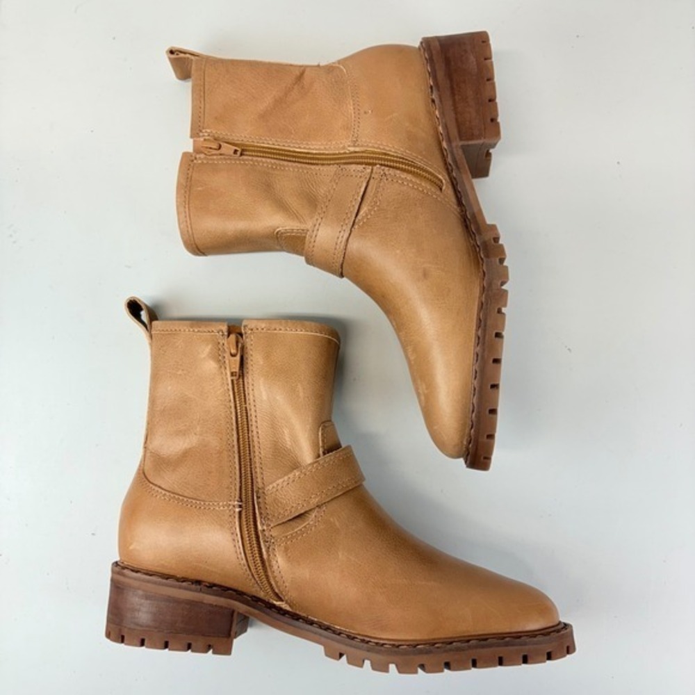 Lucky Brand Kenadie Womens 7.5M‎ Ankle Boots Leather Yurt Brown Stacked Heel - Picture 6 of 8